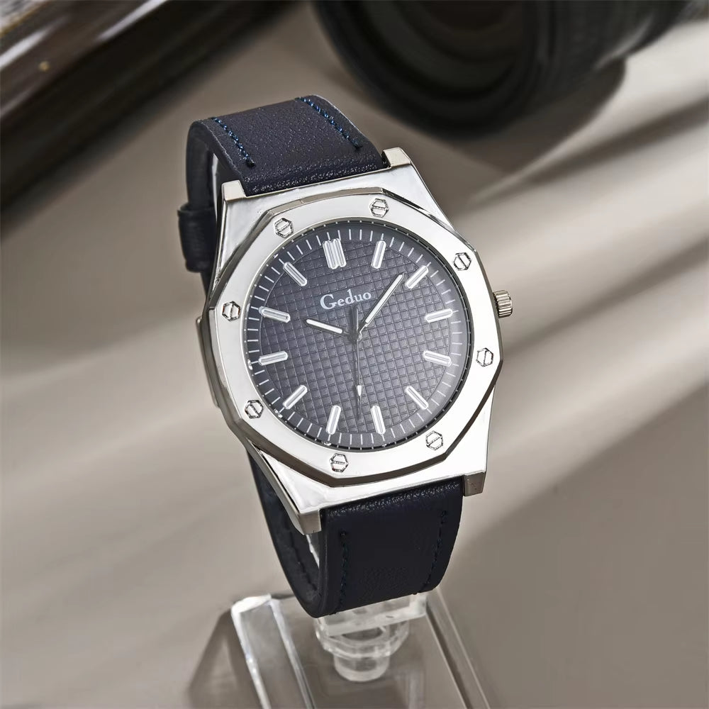 Leather Strap Men Quartz Watch Best Selling 2024 New Arrival Fashion Big Dial Men'S Wristwatch