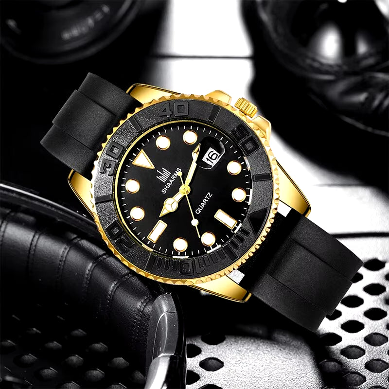 Mens Fashion Watch Casual Clock Montre Homme Business Men Quartz Watch Calendar Green Water Wok Ghost Sport Men Wristwatch