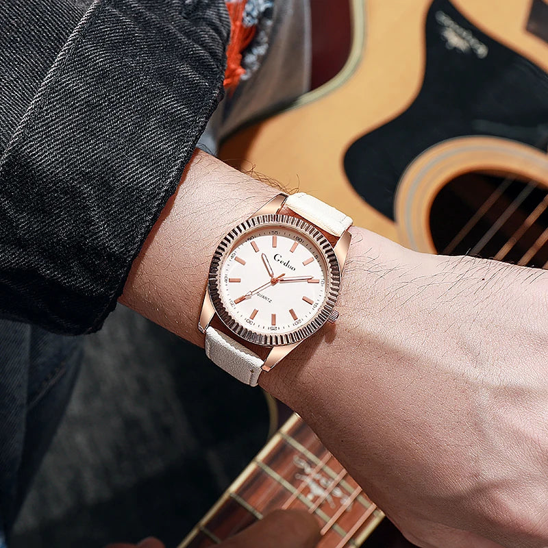 Casual Leather Strap Quartz Watches for Men Luxury Brand Fashion Wristwatch Reloj Hombre Montre Homme Erkek Saat الساعات Clock