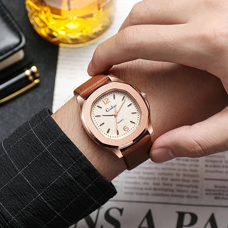 2022 New Casual Leather Strap Men Sports Watch Quartz Elegant Men'S Wristwatch Relogio Masculino Reloj Hombre Montre Homme Saat