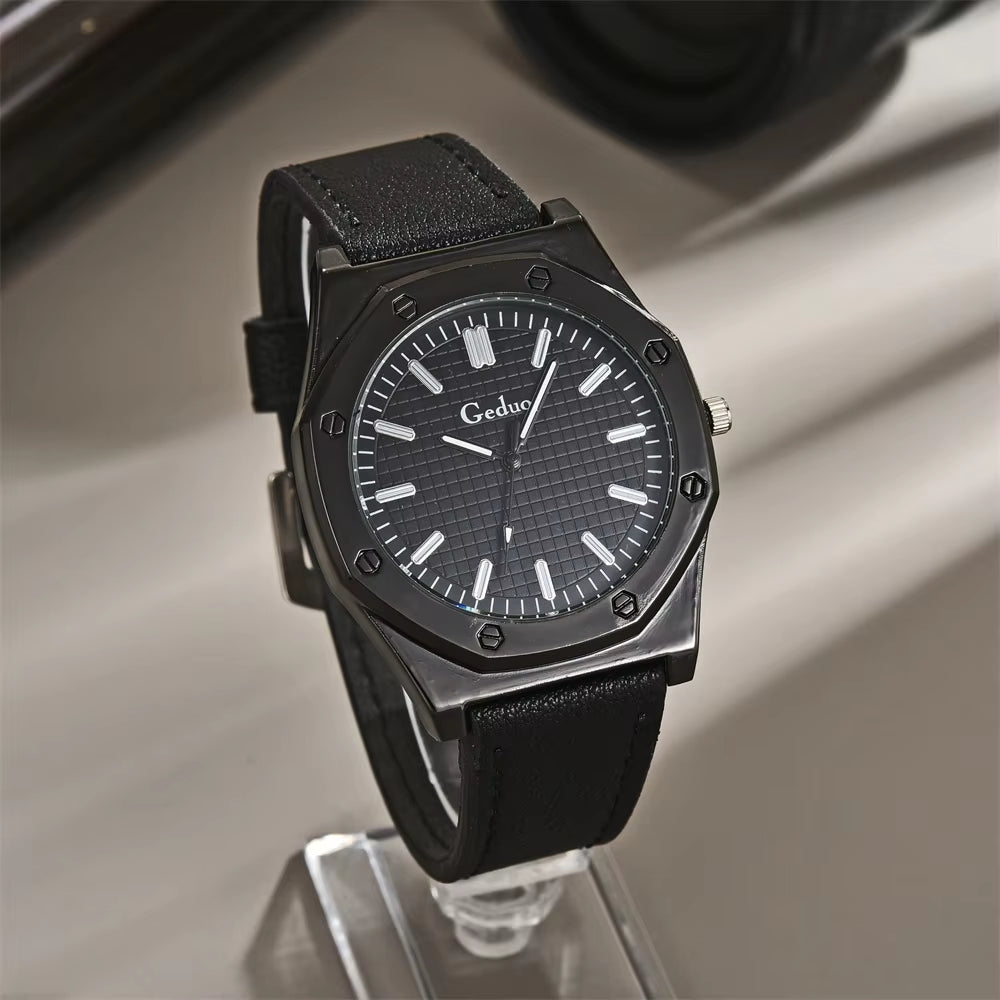 Leather Strap Men Quartz Watch Best Selling 2024 New Arrival Fashion Big Dial Men'S Wristwatch